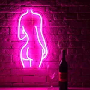 Lady Back LED Neon Sign Lights Size 19.6''x10.4'' Art Decorative Lights (Pink)